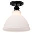 Russel 10 Inch Semi Flush Mount Matte Black w/ Satin White Glass