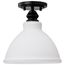 Russel 10 Inch Semi Flush Mount Matte Black w/ Satin White Glass