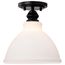 Russel 10 Inch Semi Flush Mount Matte Black w/ Satin White Glass
