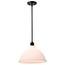 Russel 14 Inch Pendant Matte Black w/ Satin White Glass