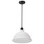 Russel 14 Inch Pendant Matte Black w/ Satin White Glass