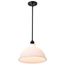 Russel 14 Inch Pendant Matte Black w/ Satin White Glass