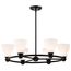 Russel 6 Light Chandelier Matte Black w/ Satin White Glass