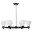 Russel 6 Light Chandelier Matte Black w/ Satin White Glass
