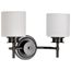 Warren 2 Light Vanity Gun Metal w/ Satin White Glass