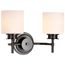 Warren 2 Light Vanity Gun Metal w/ Satin White Glass