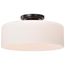 Warren 13 Inch Semi Flush Mount Gun Metal w/ Satin White Glass