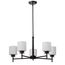 Warren 28 Inch 5 Light Chandelier Gun Metal w/ Satin White Glass