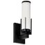 Roselle 1 Light Vanity Matte Black w/ White Glass