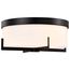 Roselle 15 Inch Flush Mount Matte Black w/ White Glass