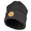 Heavy Knit Hat, Leather Logo (Black)