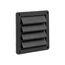 6" Black Plastic Fresh Air Intake Vent w/ Rain Guard, 1" Collar