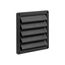8" Black Plastic Fresh Air Intake Vent w/ Rain Guard, 1" Collar