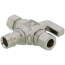 1/2" Expansion PEX x 3/8" OD Comp x 3/8" OD Angle Dual Outlet Stop Valve, Lead Free (Chrome Plated)