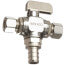 1/2" Pex Crimp x 3/8" x 3/8" OD Compression Dual Angle Stop Valve, Lead Free (Chrome Plated Brass)