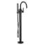 Cia Single Handle Floor Mounted Tub Filler w/ Hand Shower (Matte Black), 615BL