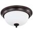 Center Lock 13 Inch LED Flush Mount 19 Watt 3000K Mahogany Bronze Finish Frosted Glass