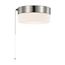 12 Watt 8" LED Flush Mount Fixture w/ Pull Chain Brushed Nickel w/ Frosted Glass