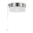 12 Watt 8" LED Flush Mount Fixture w/ Pull Chain Brushed Nickel w/ Frosted Glass