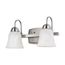 15 Watt LED 2 Light Vanity Fixture 3000K Brushed Nickel w/ Alabaster Glass