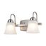 15 Watt LED 2 Light Vanity Fixture 3000K Brushed Nickel w/ Alabaster Glass