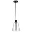 Aura 7 Inch LED Pendant Matte Black K9 Bubble Crystal 3000K CCT