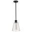 Aura 7 Inch LED Pendant Matte Black K9 Bubble Crystal 3000K CCT