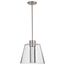 Aura 12 Inch LED Pendant Brushed Nickel K9 Bubble Crystal 3000K CCT