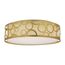 15" Filigree LED Decor Flush Mount Fixture Natural Brass Finish White Fabric Shade