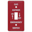 Red Emergency Gas Burner Cover Plate w/ White Text (4-1/4" x 2-3/4")