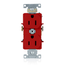 Duplex Receptacle Outlet,  Smooth Face, 15A, 125V Side Wire,NEMA 5-15R, 2-Pole, 3-Wire, Self-Grounding, Red