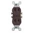 15A, 125V NEMA 1-15R, 2p, 2w, w/ Ears Duplex Receptacle, Straight Blade, Residential Grade, Non-grounding, Side Wired, Steel Strap (Brown)