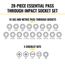 KNECT Essential Pass Through Impact Socket Set, 28 Piece, SAE/Metric