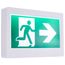 Running Man Green Exit Sign, 120-347V, 2HR backup, Single/Dual Face, Universal Mounting, Thermoplastic