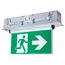 Running Man Green Edge Lit Exit Sign, 120-347V, 2HR backup, Single/Dual Face, Universal Surface or Recessed Mounting, Pivoting Panel