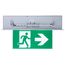 Running Man Green Edge Lit Exit Sign, 120-347V, 2HR backup, Single/Dual Face, Premium Flush Recessed Mounting
