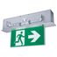 Running Man Green Edge Lit Exit Sign, 120-347V, 2HR backup, Single/Dual Face, Premium Flush Recessed Mounting