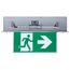 Running Man Green Combo Edge Lit Exit Sign/Emergency Light, 120-347V, 2HR backup, Single/Dual Face, Premium Flush Recessed Mounting, High Output lamps