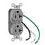 Duplex Receptacle Outlet,  Smooth Face, 20A, 125V Pre-Wired Leads, NEMA 5-20R, 2-Pole, 3-Wire, Self-Grounding, Gray