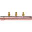 1" Brazed Branch Copper Manifold w/ 1/2" PEX Loops, 3 Outlets (Male Sweat x Female Sweat)