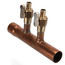 1" Copper Manifold w/ 1/2" Crimp Ball Valves, Lead Free (2 Outlets)