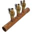 1" Copper Manifold w/ 1/2" Crimp Ball Valves, Lead Free (3 Outlets)