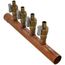 1" Copper Manifold w/ 1/2" Crimp Ball Valves, Lead Free (4 Outlets)