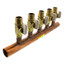 1" Male Sweat Copper Manifold w/ 1/2" MIP/Female Sweat Ball Valves (5 Outlets)