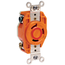 30A, 480V NEMA L8-30R, 2P, 3W, Flush Mtg Locking Receptacle, Isolated Ground, V-0-MAX (Orange)