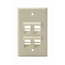 Angled Single-Gang Quickport, Wallplate, 4-port (Ivory)