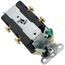 Single-Pole Double Combination Grounding Toggle Switch, 15A - Ivory (120/277V)