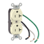 Duplex Receptacle Outlet,  Smooth Face, 20A, 125V Pre-Wired Leads, NEMA 5-20R, 2-Pole, 3-Wire, Self-Grounding, Light Almond