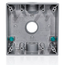 2-Gang Die-Cast Weatherproof Box w/ Three 3/4" Diameter Outlets, Includes Mounting Hardware and Inserts to Cover Unused Openings, GRAY
