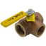 1-1/2" Standard Port, 3 Way Diversion Threaded Ball Valve (34 Cv)